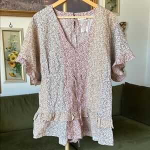 NWT Storia Multicolor Floral Ruffle Romper